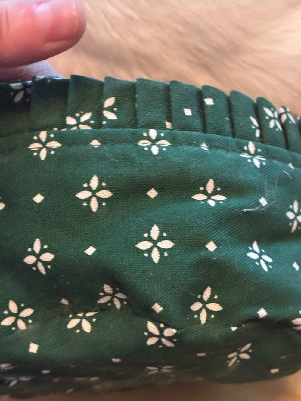 Longaberger Vintage Brown Woven Basket with Green Floral Liner